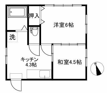旭ハイツ(2K/3階)の間取り写真