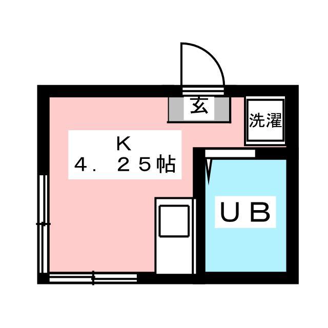 ハイツK(ワンルーム/1階)の間取り写真