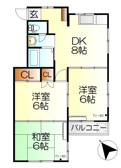 シュウエイビル2(3DK/3階)の間取り写真