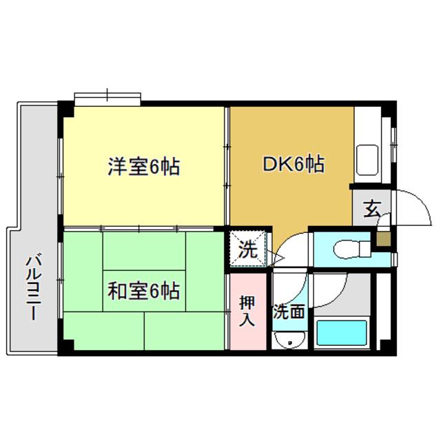 パークホームズ日ノ出(2DK/3階)の間取り写真