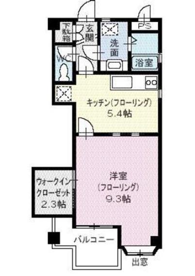 エクセレント宮脇(1DK/2階)の間取り写真