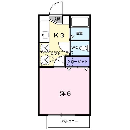 クレールアムール(1K/2階)の間取り写真