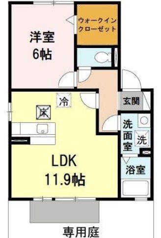 ラ・ミュー久宝寺Ⅰ(1LDK/1階)の間取り写真