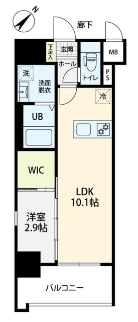 S-ROOM美野島(1LDK/7階)の間取り写真