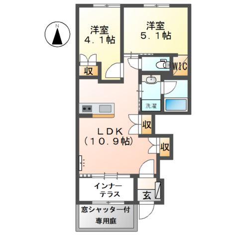 GIRASOLE(2LDK/1階)の間取り写真