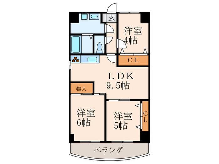 ロイヤルシティ鷹の巣(3LDK/5階)の間取り写真