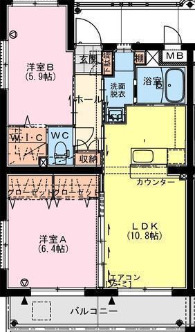 ゆとり225(2LDK/4階)の間取り写真