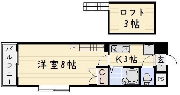 メゾンOM(1K/9階)の間取り写真