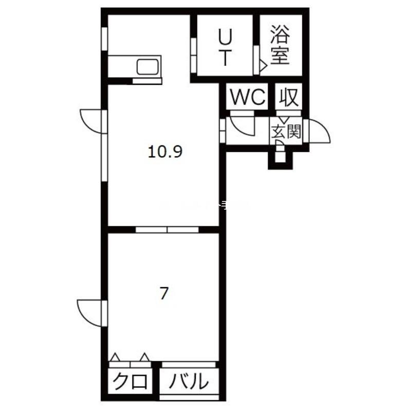 メルシオン手稲(1LDK/2階)の間取り写真