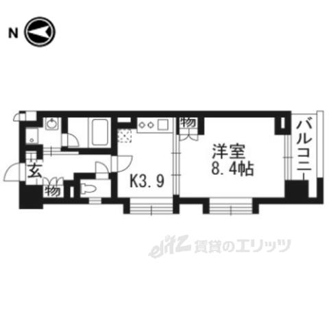 ベラジオ五条堀川(1DK/8階)の間取り写真