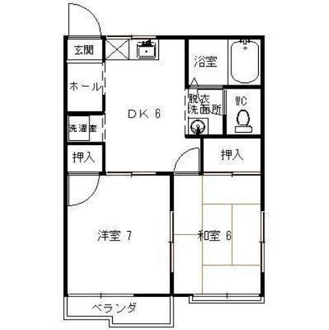 レイクタウン(2DK/1階)の間取り写真
