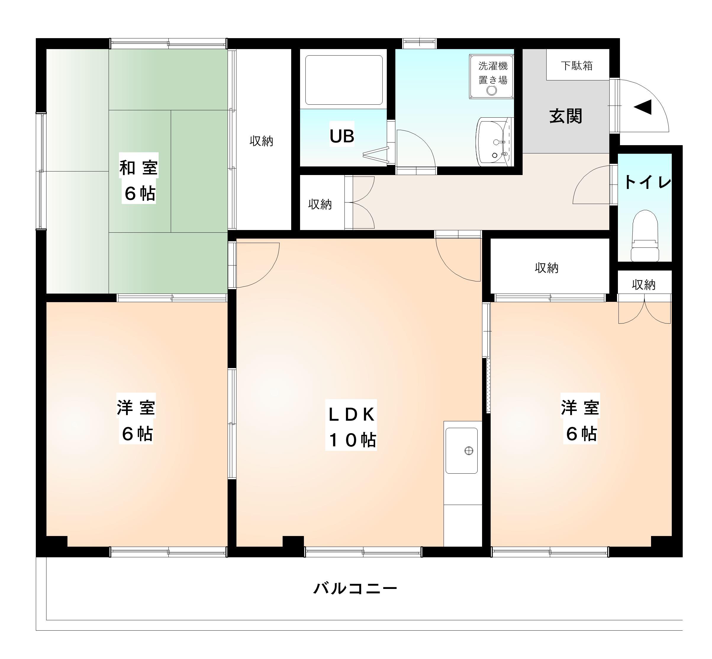 バロール道越(3LDK/2階)の間取り写真