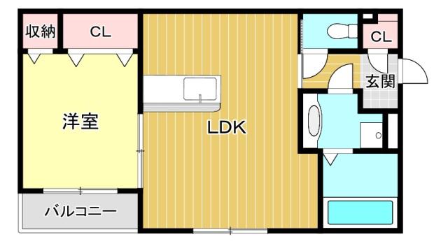 クレストヒル(1LDK/2階)の間取り写真