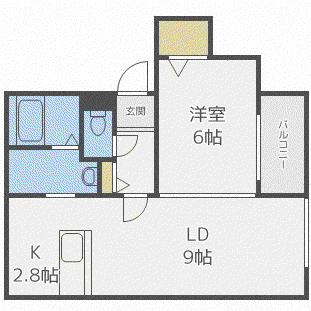 ラフィーネN円山(1LDK/3階)の間取り写真