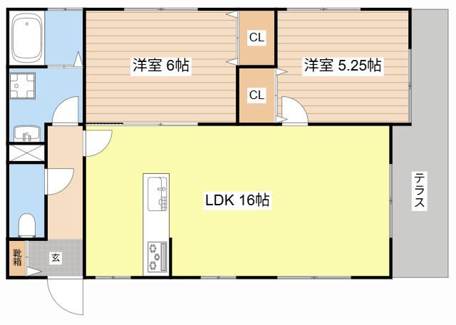 サンシャイン唐崎(2LDK/2階)の間取り写真