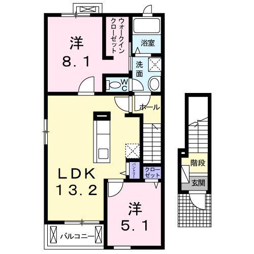 クレール(2LDK/2階)の間取り写真