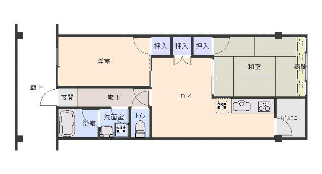 由宇建材ビル(2DK/2階)の間取り写真