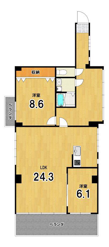聖護院アパルトメント(2LDK/4階)の間取り写真