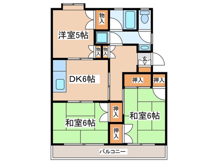 クレール茅ヶ崎(3DK/1階)の間取り写真