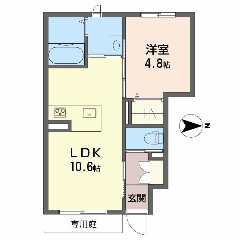 フェリシード ピュ(1LDK/1階)の間取り写真