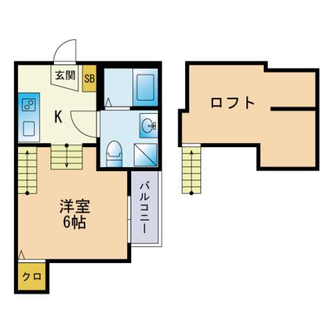 クレシア大橋(1K/1階)の間取り写真