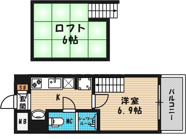 リセス大阪イースト(1LDK/11階)の間取り写真