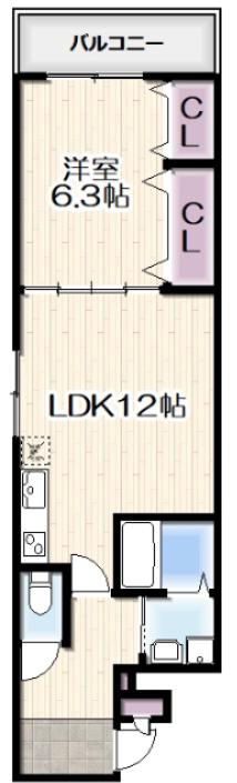 フジパレス三住町A棟(1LDK/1階)の間取り写真