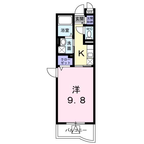 エテルノC(1K/2階)の間取り写真