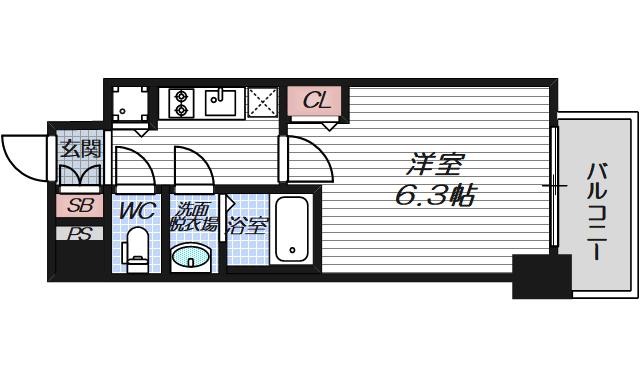 ゼオン大阪イースト(1K/3階)の間取り写真