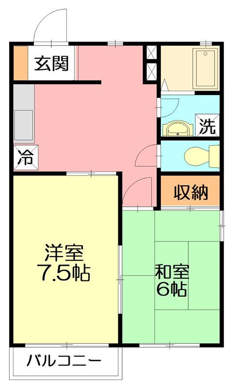 サンハイツミノル(2DK/2階)の間取り写真