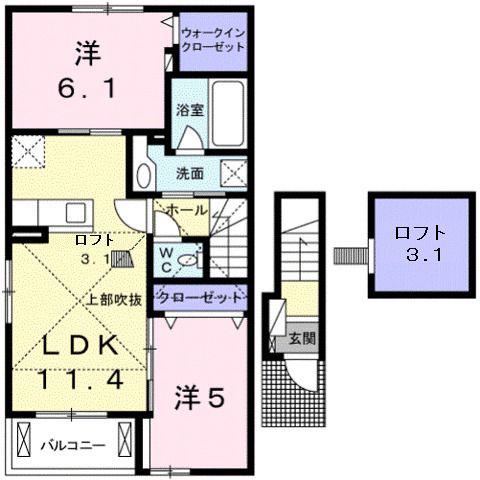 インフィニティ(2LDK/2階)の間取り写真