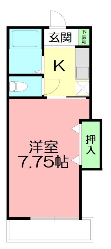 ヴィラクール(1K/2階)の間取り写真