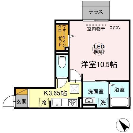 D-ROOM八千代台(1K/1階)の間取り写真