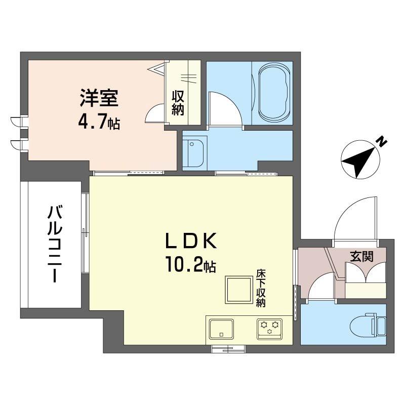 レジアヒル東中野(1LDK/1階)の間取り写真