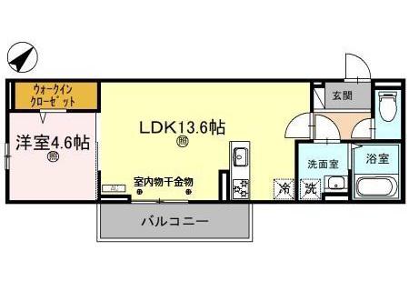 D-ROOMルシエル(1LDK/1階)の間取り写真