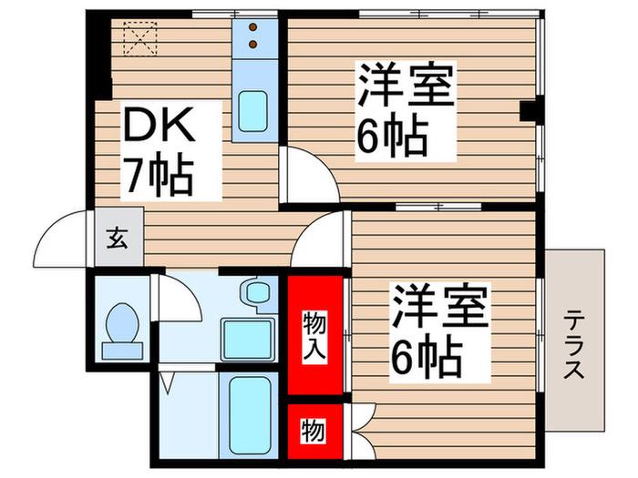 JLBグランエクリュ市川妙典(2DK/1階)の間取り写真