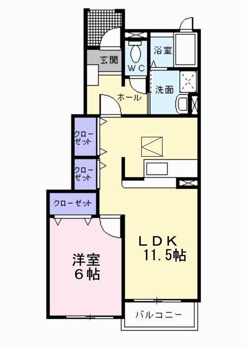 ティンバ-ハイツ(1LDK/1階)の間取り写真