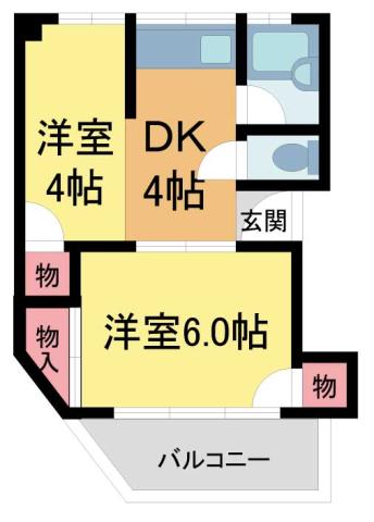 濱田マンション(2DK/2階)の間取り写真