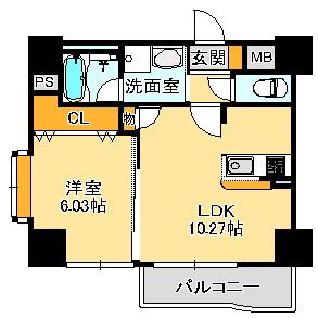 仙台市地下鉄南北線 長町駅 徒歩1分 9階建 築19年(1LDK/4階)の間取り写真
