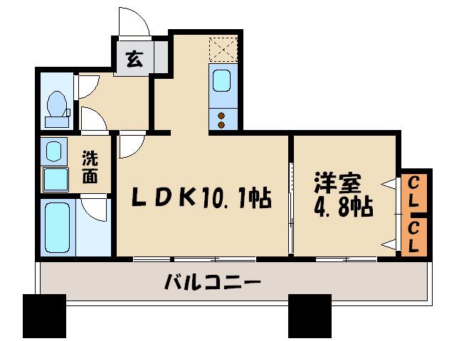 KDXレジデンス大濠ハーバービュータワー(1LDK/7階)の間取り写真