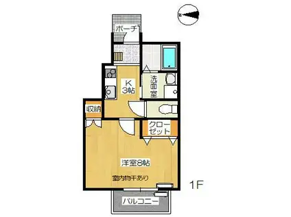 ソレイユ桜町(1K/1階)の間取り写真