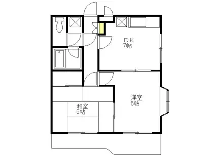 アメニティーヴィラ(2DK/2階)の間取り写真