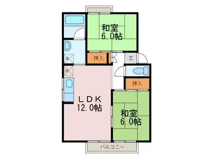 ビーナス高野A(2LDK/1階)の間取り写真