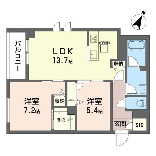 ツリーグレイス(2LDK/1階)の間取り写真