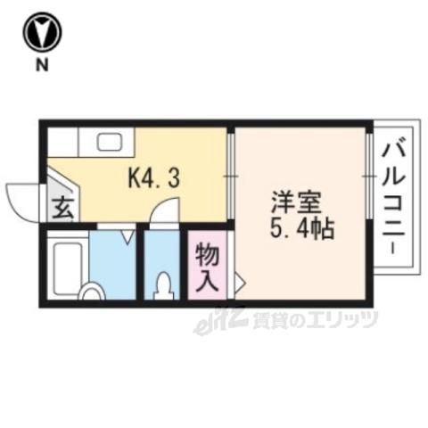 サンライフ皇子山(1K/1階)の間取り写真