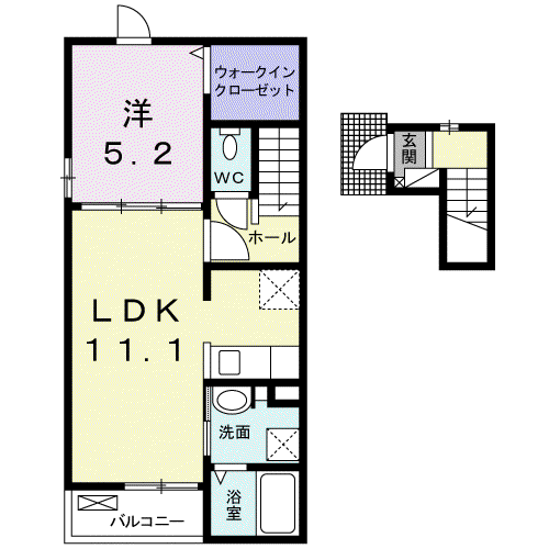 エクストリーム(1LDK/2階)の間取り写真