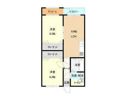 ヴィンテージ(2LDK/4階)の間取り写真