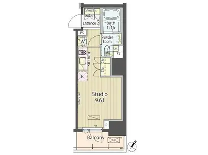 パークアクシス渋谷神山町(ワンルーム/6階)の間取り写真