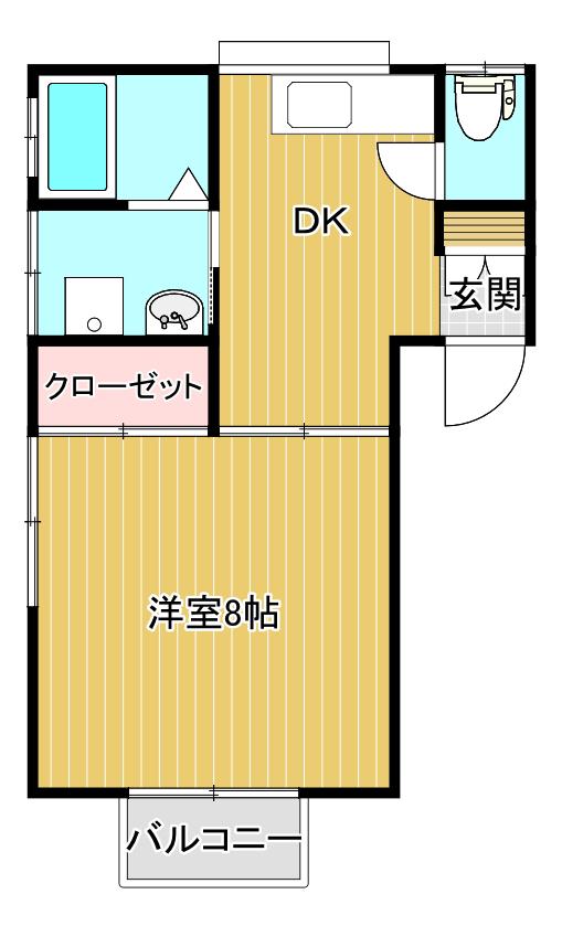 ミッキーハウス3(1K/1階)の間取り写真