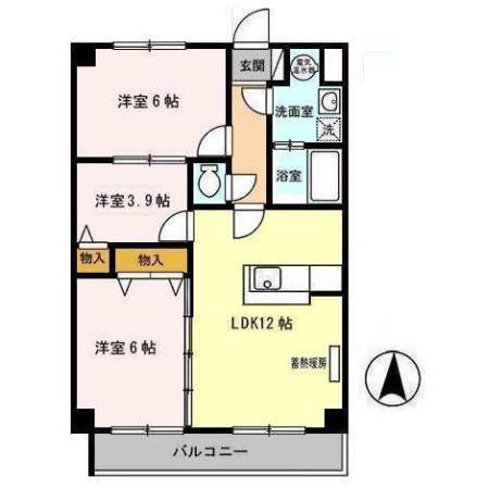 プリムローズヒル弐番館(3LDK/3階)の間取り写真